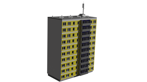 Modular Instustrialized Apartment Block (Low Poly)