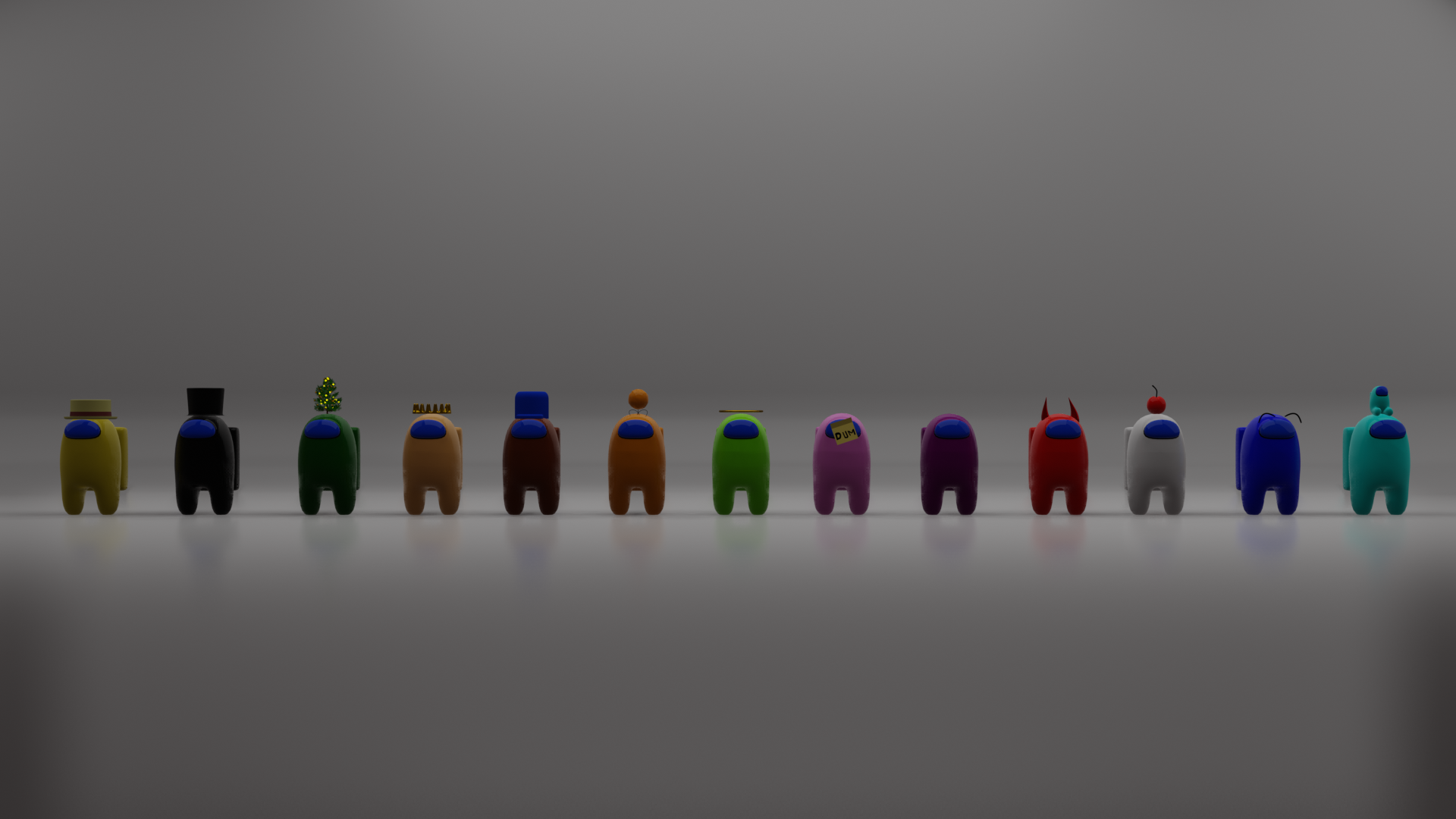 3D Among Us characters (rigged)(All colors and some hats!!)