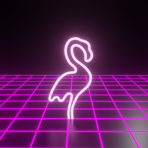 Retrowave Neon Flamingo 1