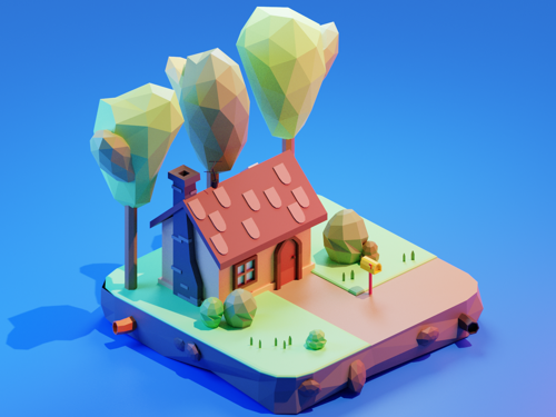 Cartoon house low poly art