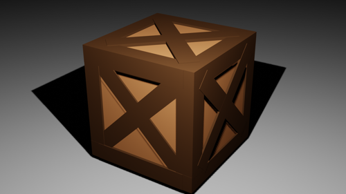 low poly wooden box