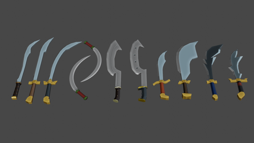 Low poly 10 swords set