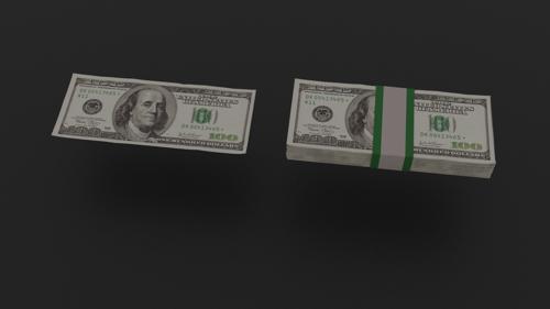 $100 Bill and Strap of Bills