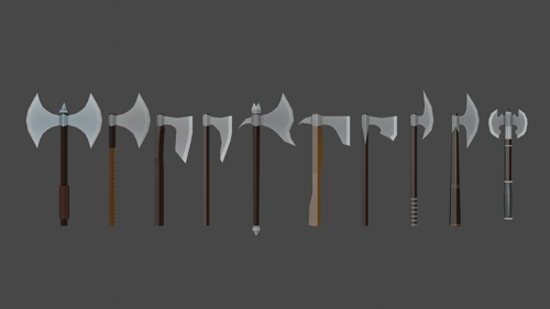 Low poly combat axes