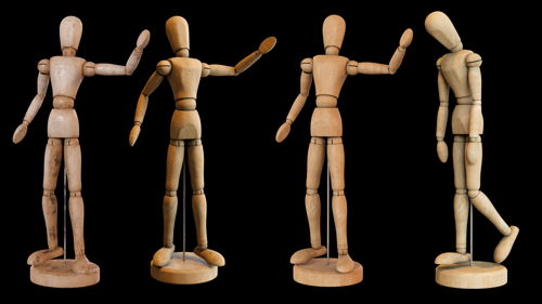 Wooden Mannequin for artists with basic Rig