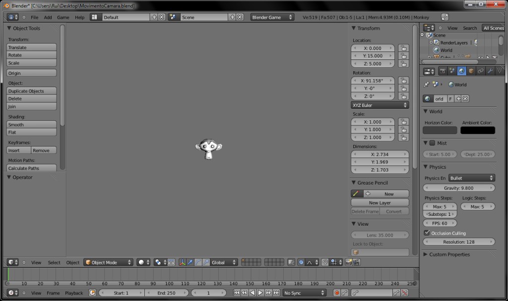 Moving the camera with the mouse