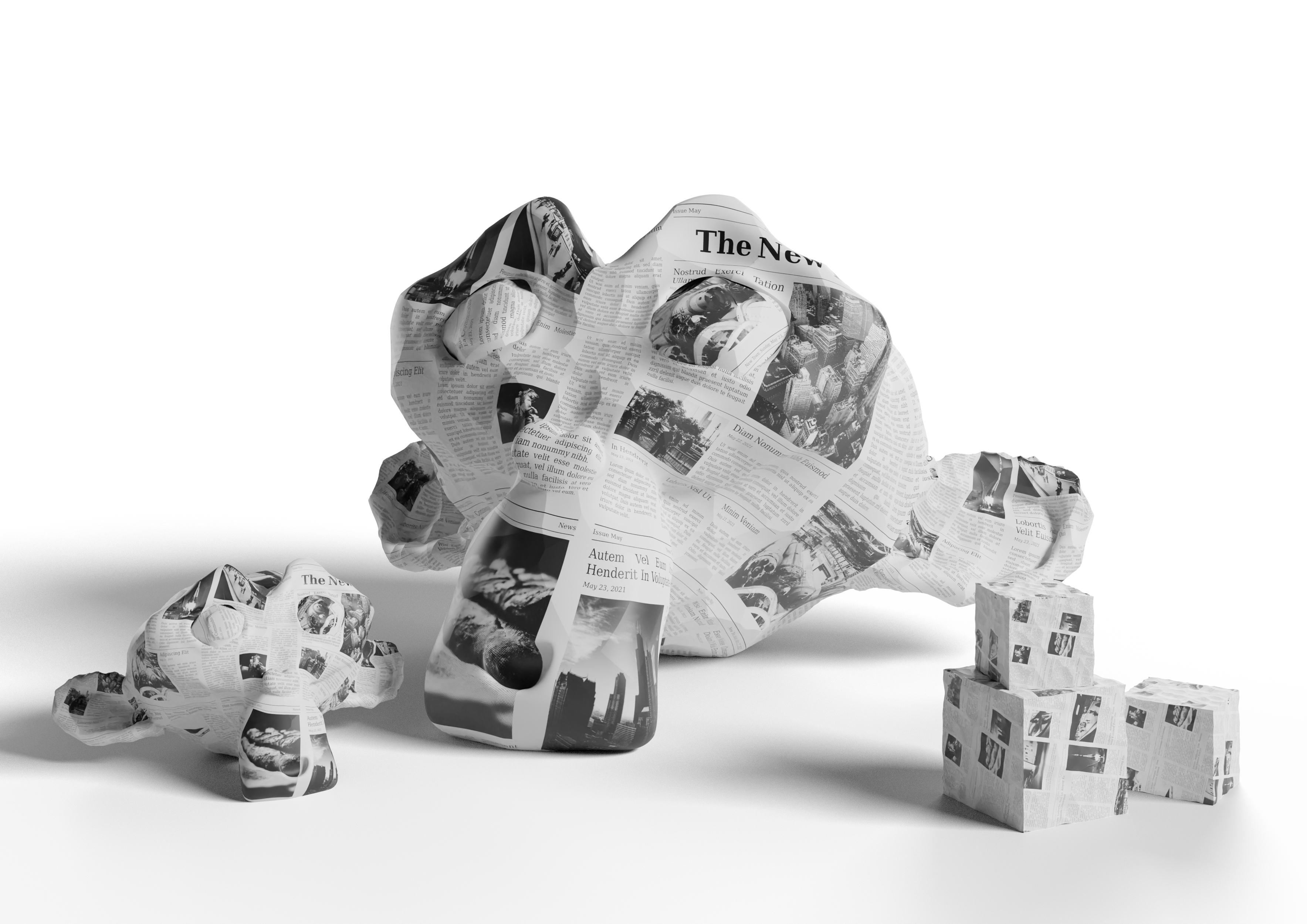 Crumpled Newspaper Material