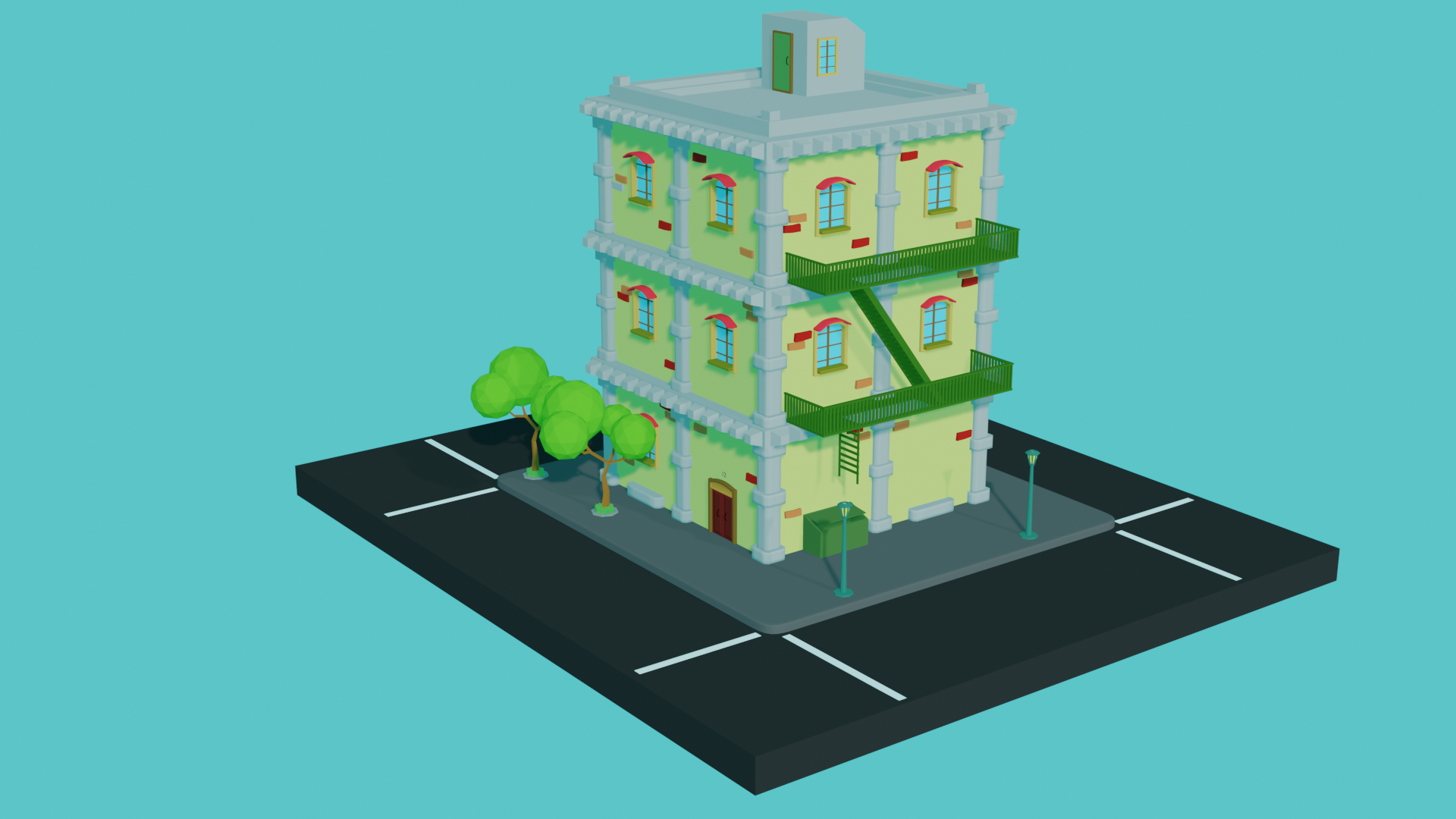 low poly building