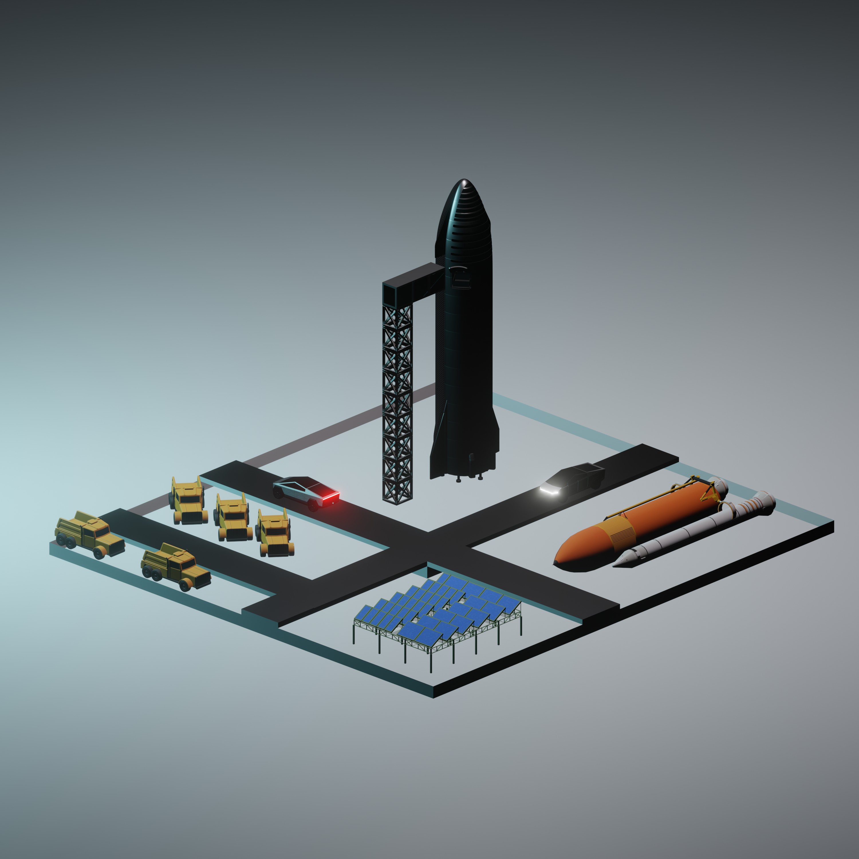 Star ship Launch Low Poly