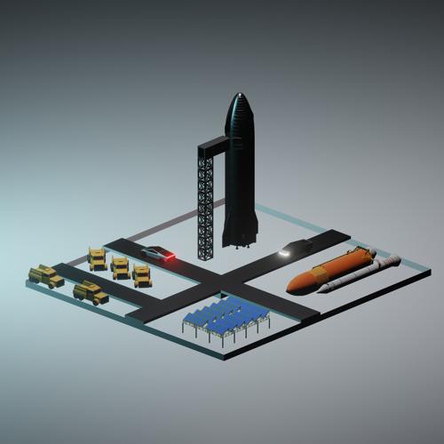Star ship Launch Low Poly