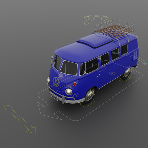 VolksWagen old Van T1 Rigged & animated