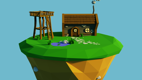 floating island with shack