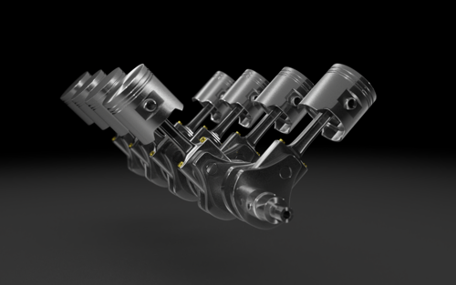 V8 Engine Parts Lighting and Rendering Setup