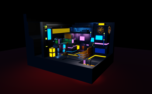 Low Poly Funky Tech Room