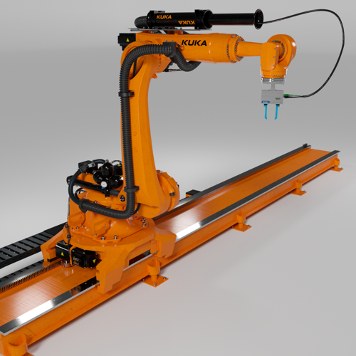 Industrial robot KUKA KR210 + Flange + Linear + Gripper+ Armature (Bones)