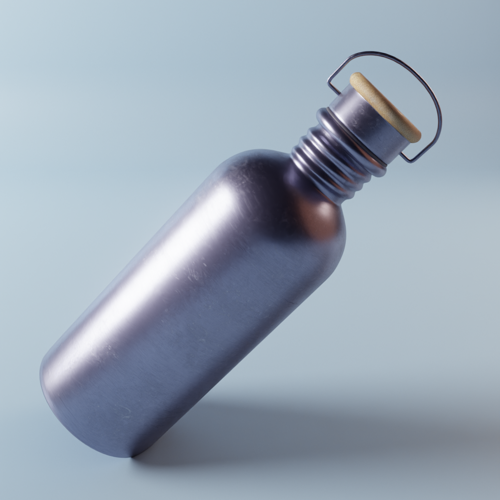 Brushed metal water bottle with handle