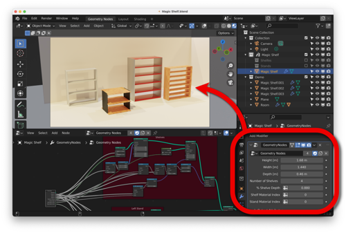 Procedural Magic Shelf (Geometry nodes)