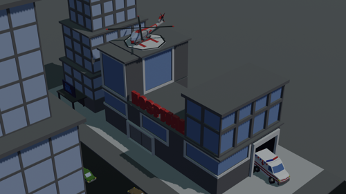 A small low poly town