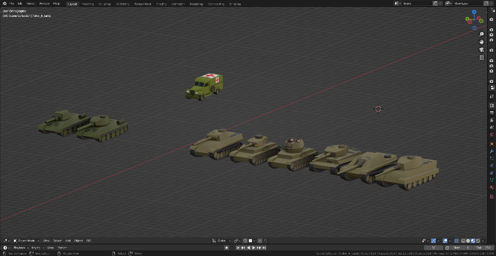 Some lo poly ww2 tanks