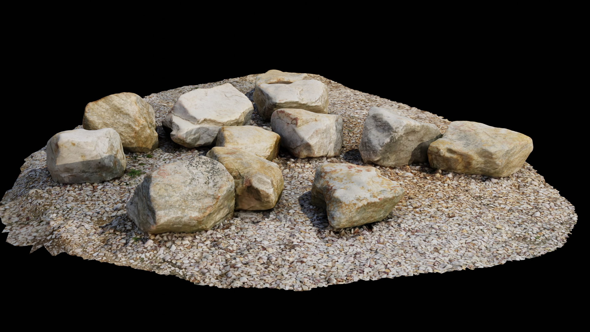 Photoscanned Rocks on Gravel (High Poly)