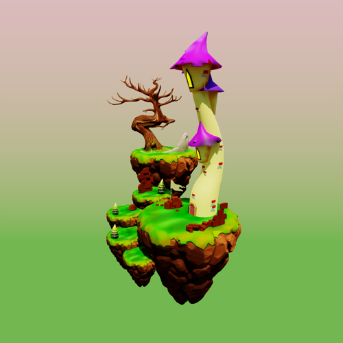 LowPoly Floating Castle