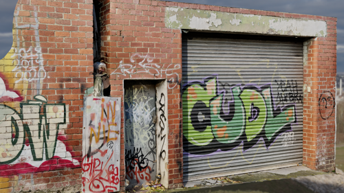 Industrial Roller Door with Grafitti