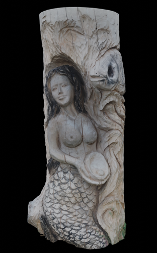 Wooden Mermaid Statue