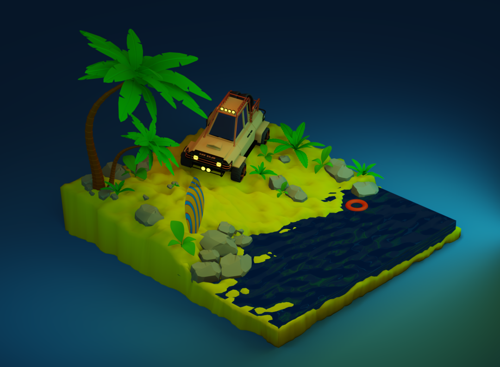 Low Poly Beach Scene