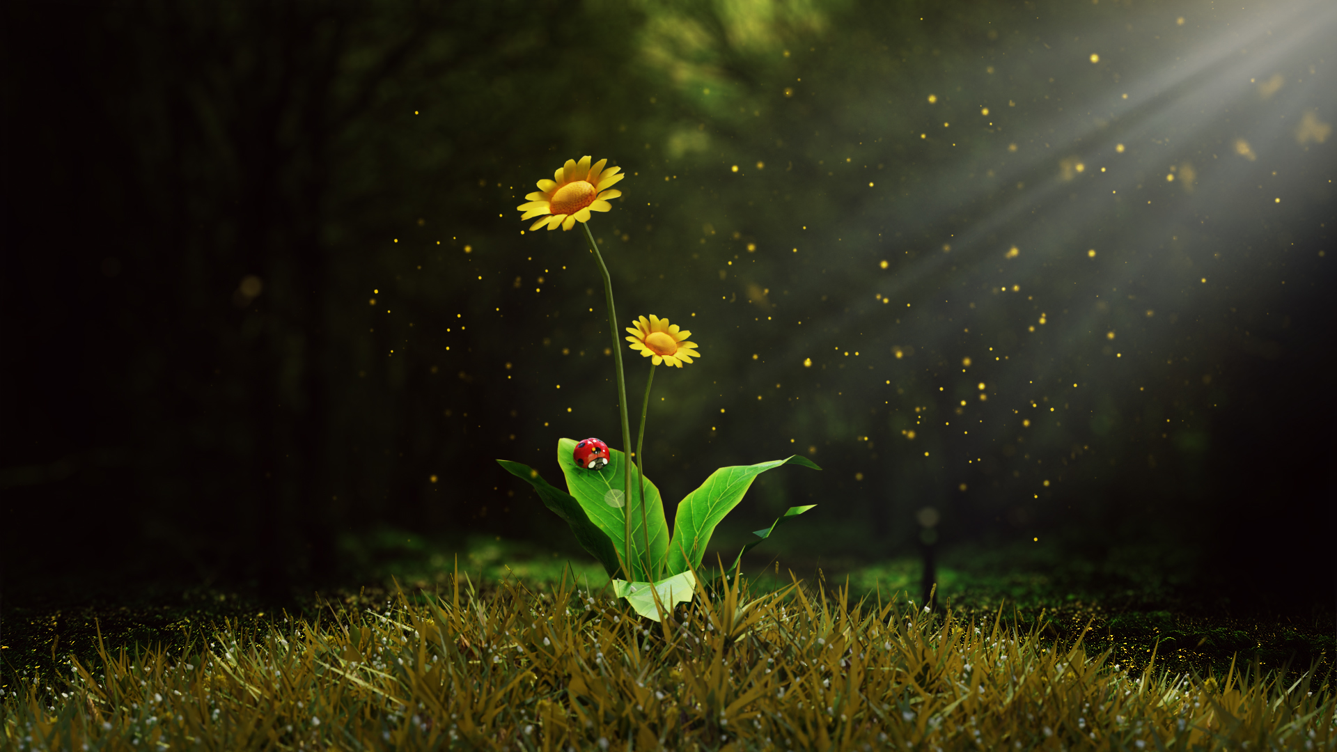 Sunflower in a Jungle Scene