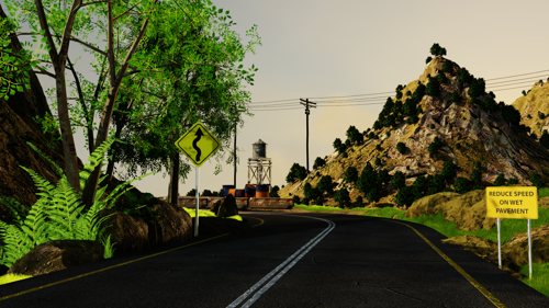 Road Through Mountains Scene