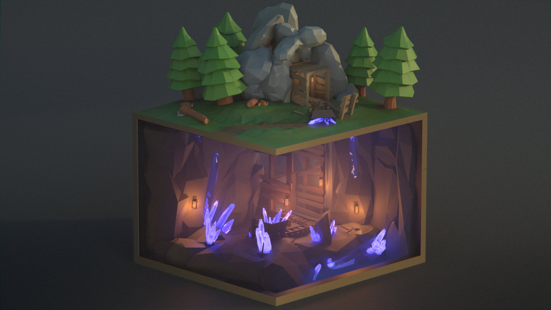 Low Poly Crystal Mines