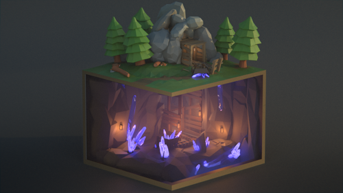 Low Poly Crystal Mines