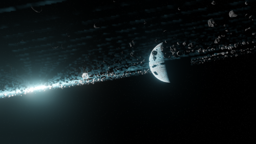 Space Planet With Asteroid