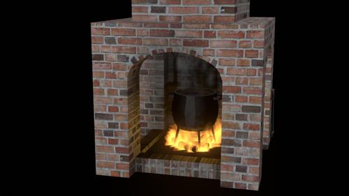 Brick fireplace