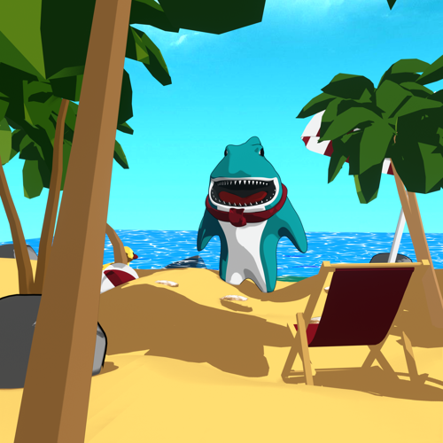 Anime Shark having fun at the beach