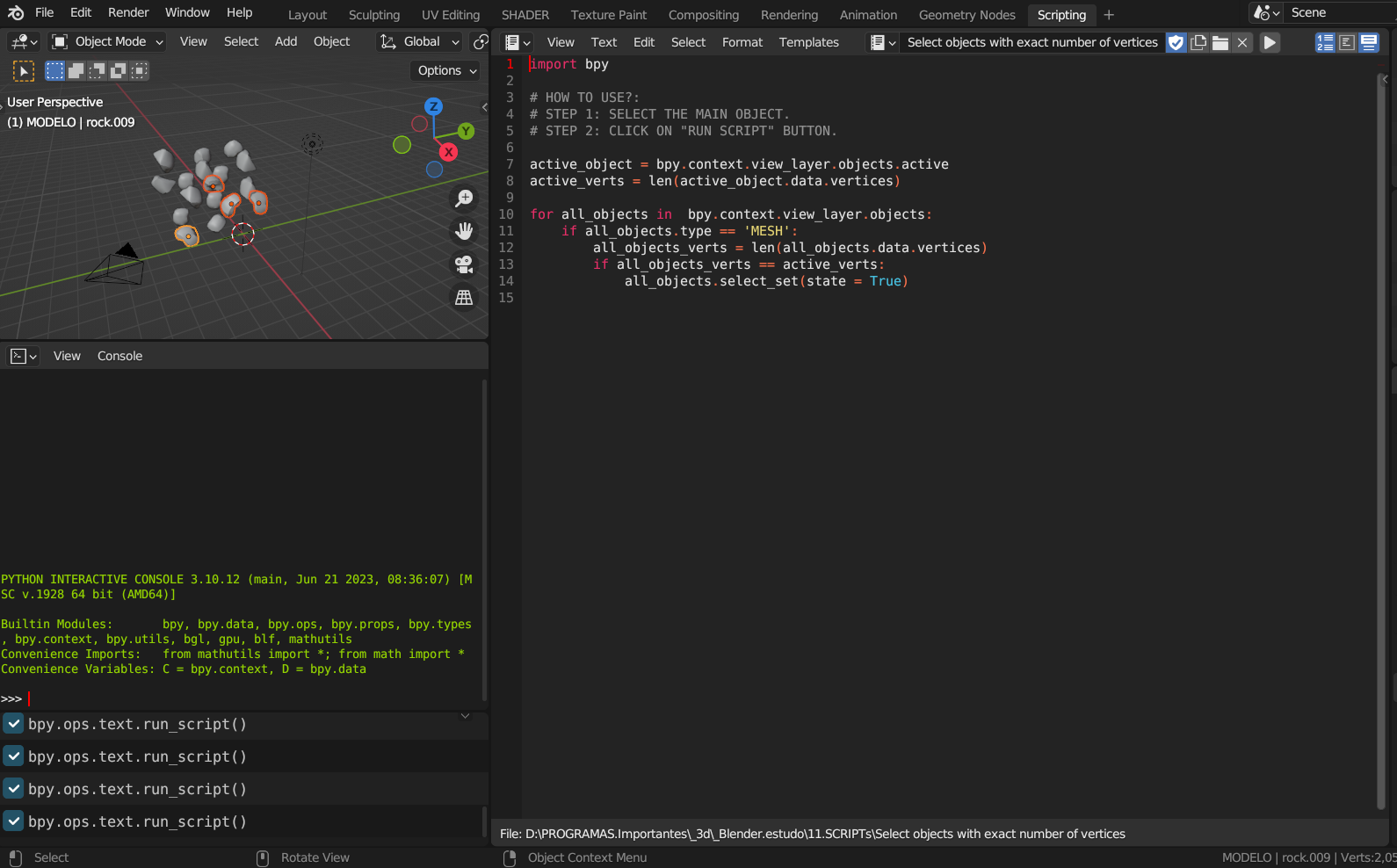 Blender Script - Select objects with the same number of vertices