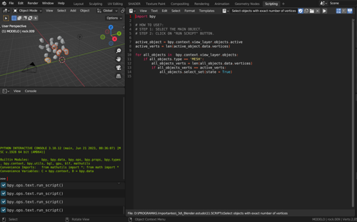 Blender Script - Select objects with the same number of vertices