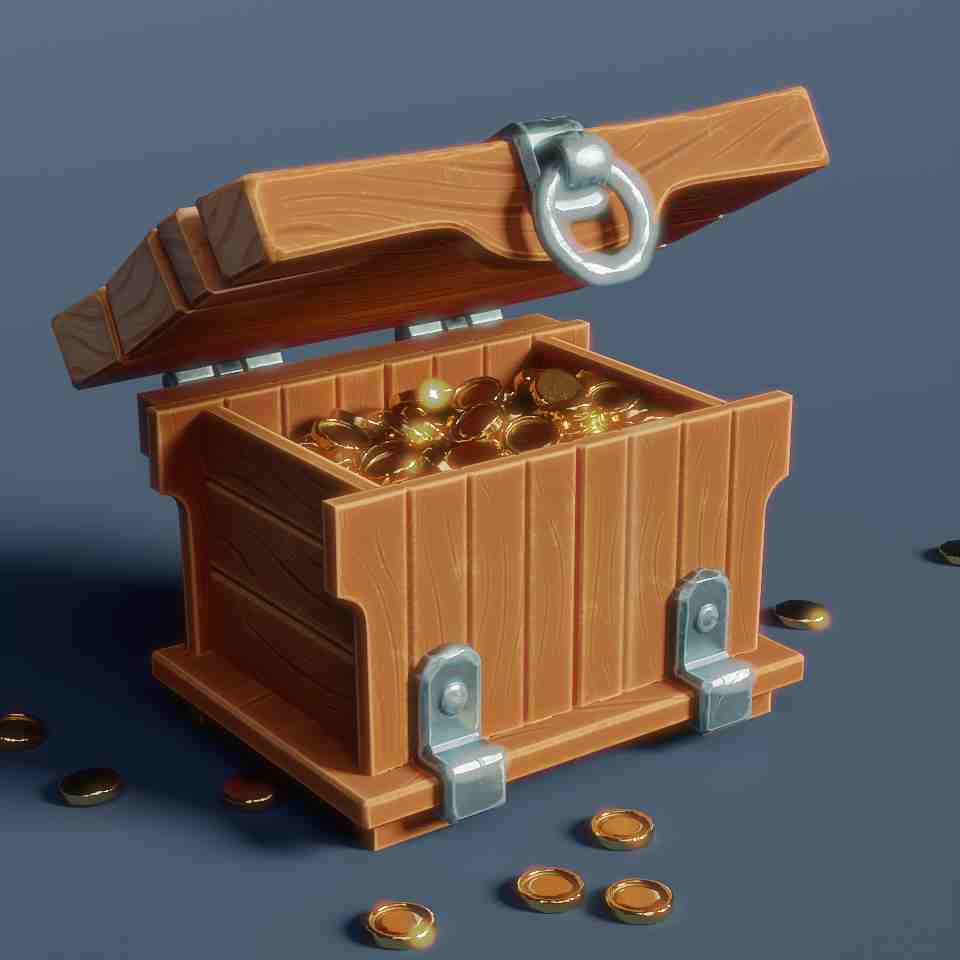 Pirate chest with gold coins
