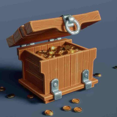 Pirate chest with gold coins