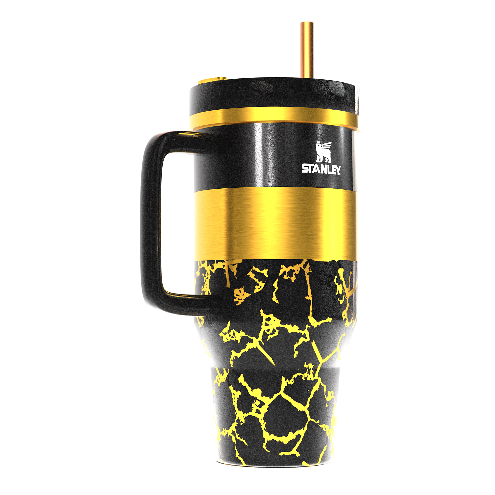 Black and Gold Kintsugi Stanley Tumbler Cup