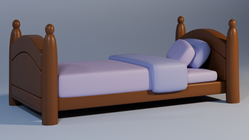 Low poly single bed