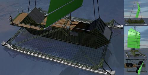 Post-Apocalyptic Shipping Container Sailboat V2