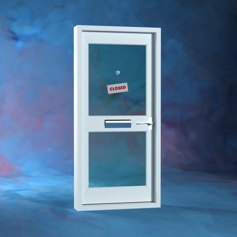 UPVC door with closed sign