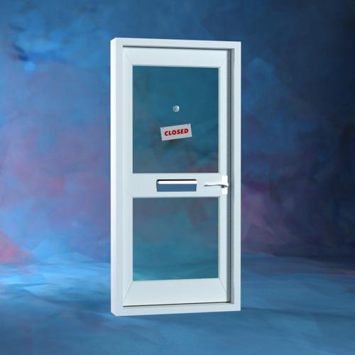 UPVC door with closed sign