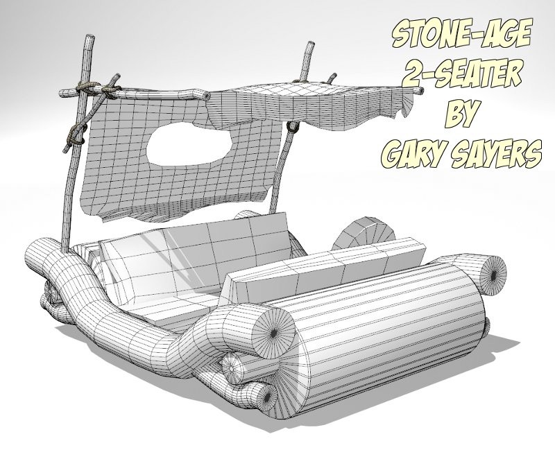Stone-age two seater car