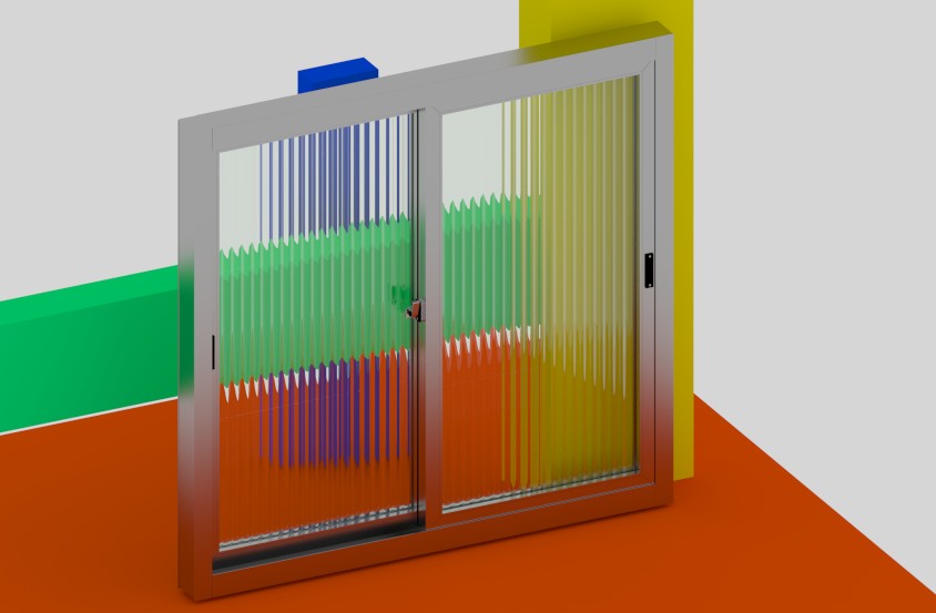 Window with ribbed glass