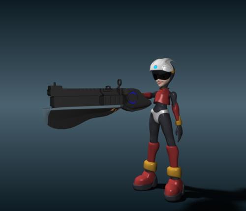 RoboGirl with Gun Completely Rigged
