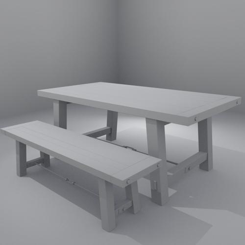 Rustic Table and Bench bnwr