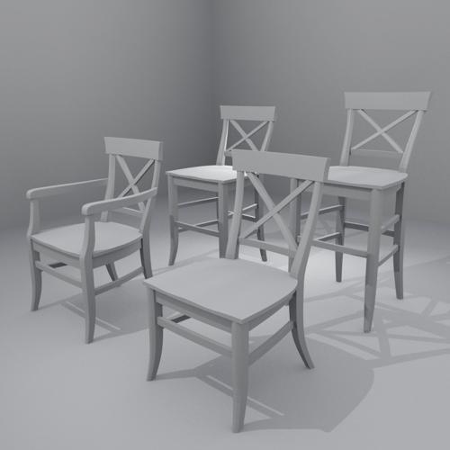 X-Back Wooden Kitchen Chair Set arn