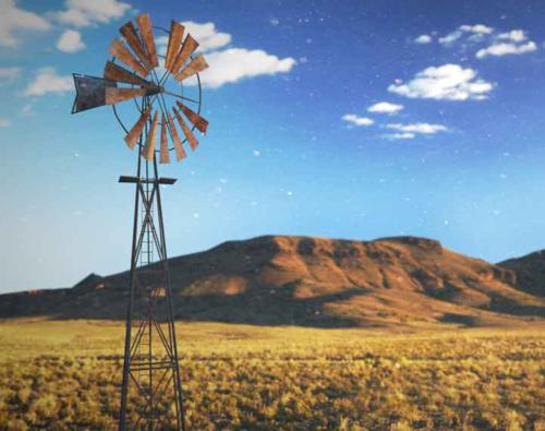 Wind pump with camera mapping scene